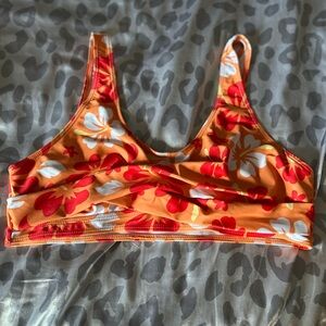 SHEIN Orange Floral Bikini Top